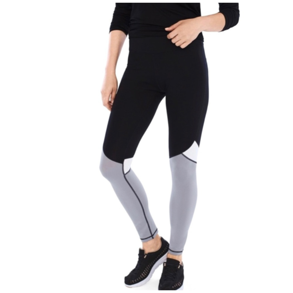 Chico's Zenergy Women's Blocked Full Length Active Leggings Sz 1/M/8 Black White - Picture 8 of 8